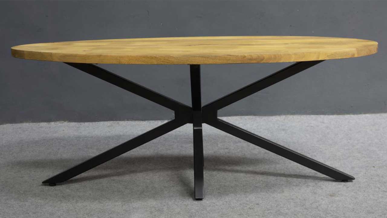 Java Solid Mango and Sleeper Wood Industrial Dining Room