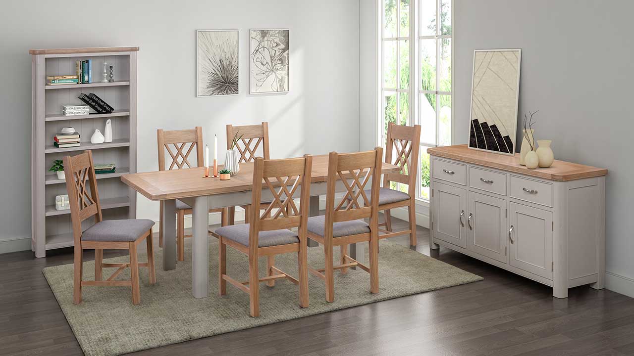 Kensington Putty Grey Painted Oak Dining Room Furniture