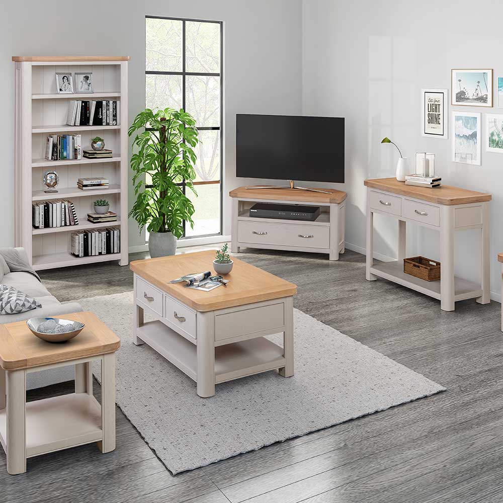 Kensington Putty Grey Painted Oak Living Room Furniture