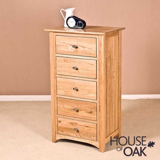 Buckingham Solid Oak 5 Drawer Wellington Chest