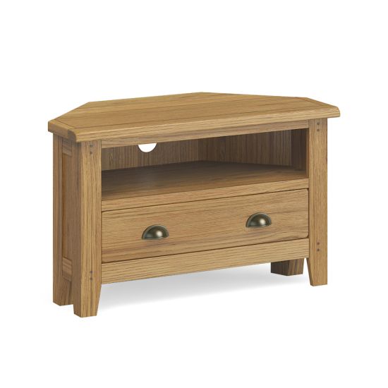 Paignton Oak Corner TV Unit with Drawer