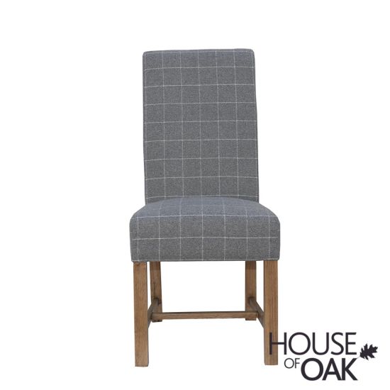 Chatsworth Oak Fabric Dining Chair in Grey Check