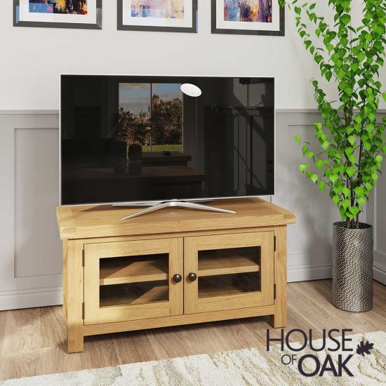 Harewood Oak Standard TV Unit With 2 Glazed Doors