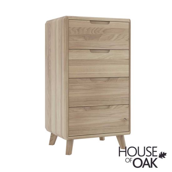 Como Solid Oak 4 Drawer Slim Chest of Drawers