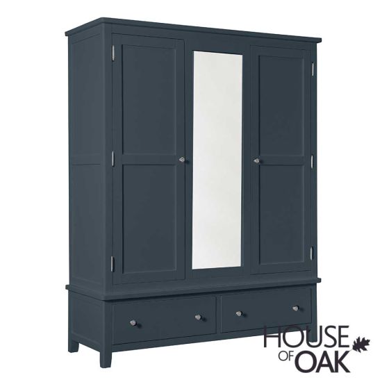 Cotswold Blue Triple Wardrobe with 2 Drawers