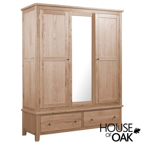 Cotswold Oak Triple Wardrobe with Drawers