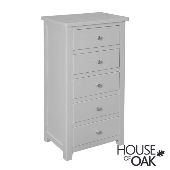 Cotswold Pebble Grey 5 Drawer Slim Chest of Drawers