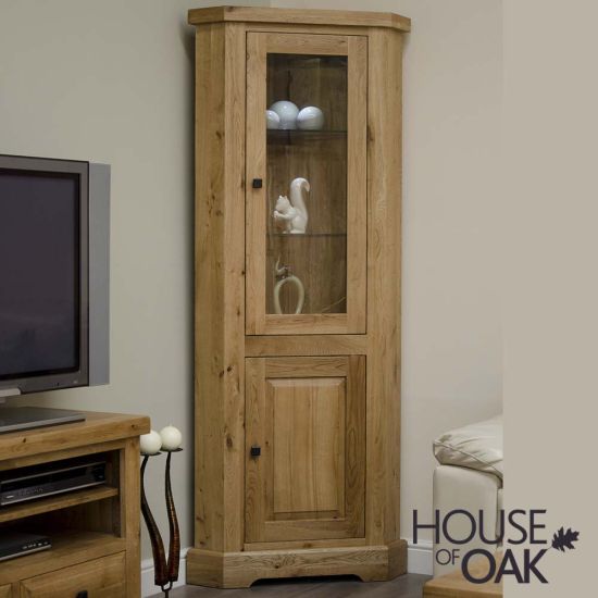 Deluxe Solid Oak Corner Display Unit