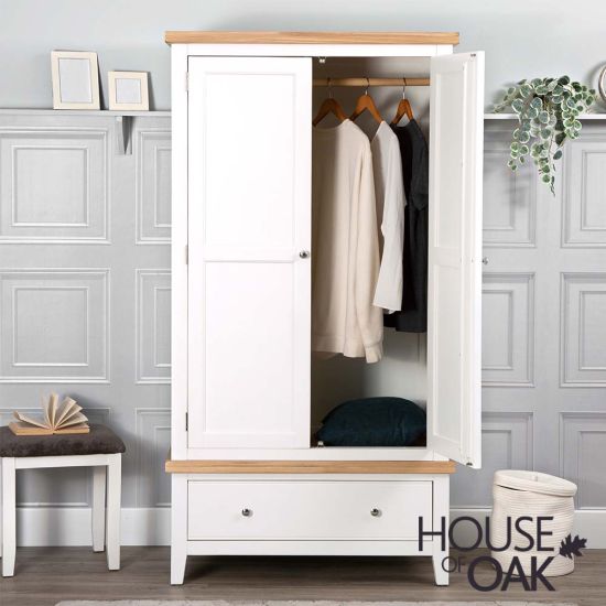 Roma Oak 2 Door Wardrobe in White Painted