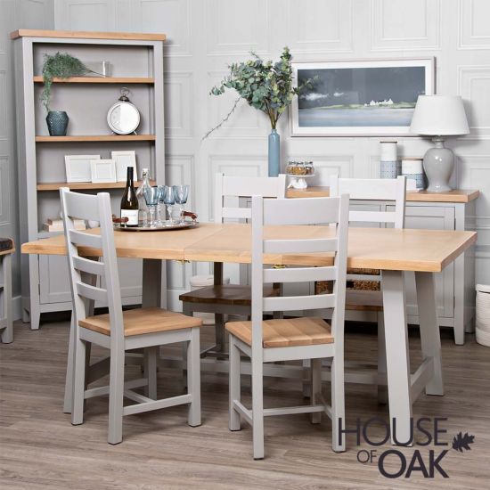 Roma Oak 180cm Extending Refectory Dining Table in Grey Painted