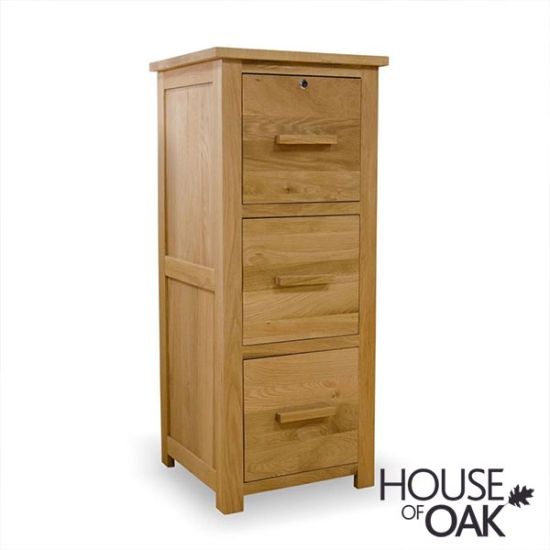 Opus Solid Oak 3 Drawer Filing Cabinet