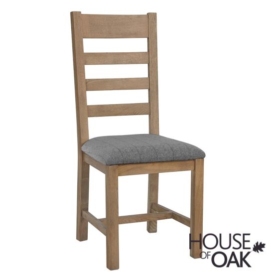 Chatsworth Oak Slatted Back Chair with Grey Check Seat Pad