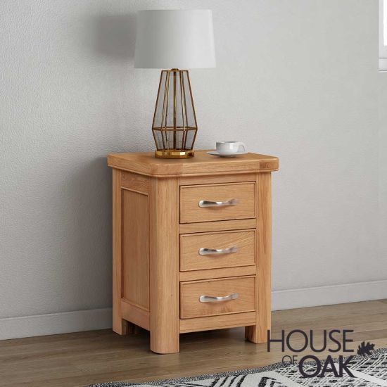 Kensington Oak 3 Drawer Bedside Cabinet