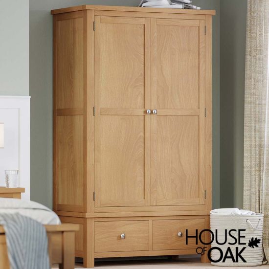 Keswick Oak Double Wardrobe with 2 Drawers