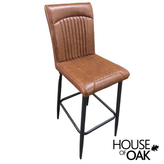 Lancia Vegan Leather Bar Stool in Tan