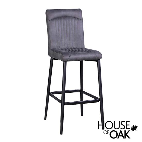 Lancia Vegan Leather Bar Stool in Grey