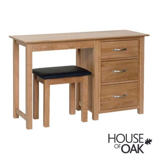 Coniston Solid Oak Single Pedestal Dressing Table with Stool