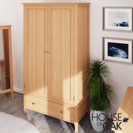 Oslo Oak Large 2 Door 1 Drawer Wardrobe