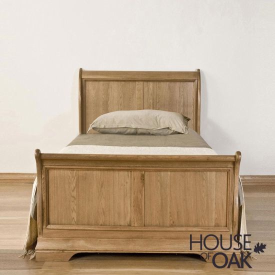 Paris Solid Oak 3ft Single Sleigh Bed