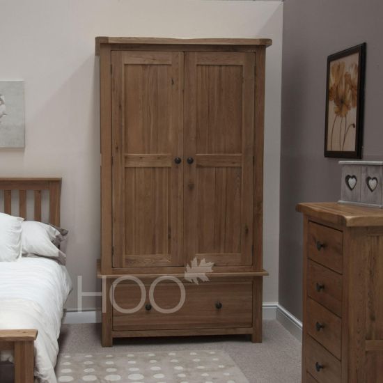 Rustic Solid Oak Gents Wardrobe