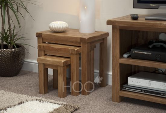 Rustic Solid Oak Nest of Tables