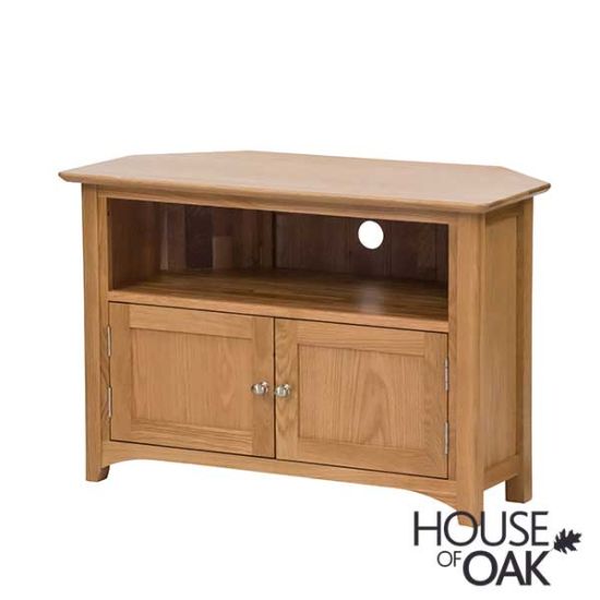 Buckingham Solid Oak Corner TV Unit with Doors