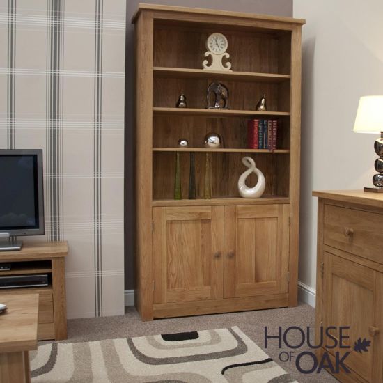 Torino Solid Oak 2 Door Bookcase