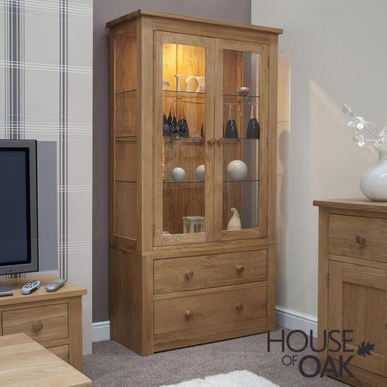 Torino Solid Oak Large Glass Display Cabinet