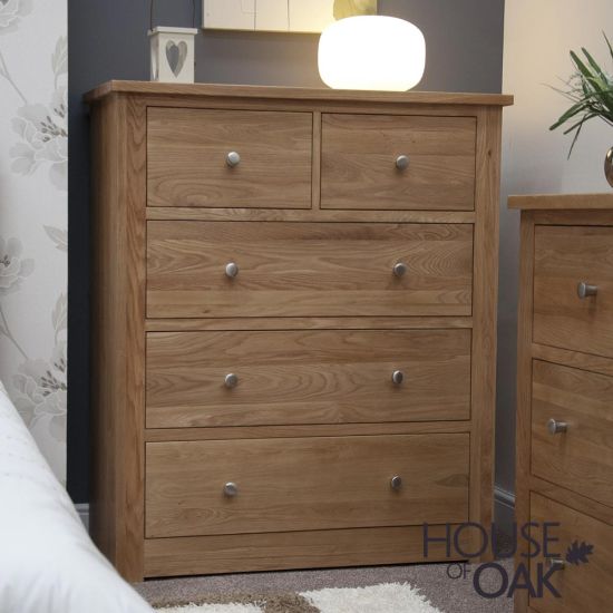 Torino Solid Oak 2 over 3 Chest of Drawers