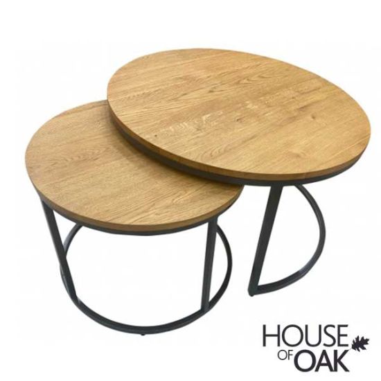 Harmony Oak Round Nest of Coffee Tables