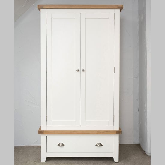 Tuscany Oak Double Wardrobe in White Painted