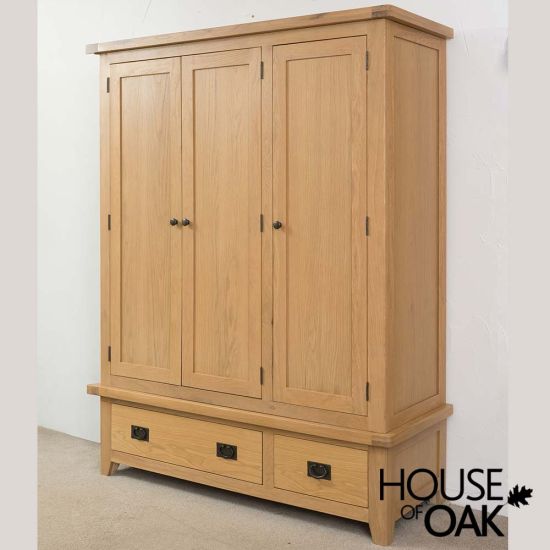 Tuscany Oak Triple Wardrobe with Drawers