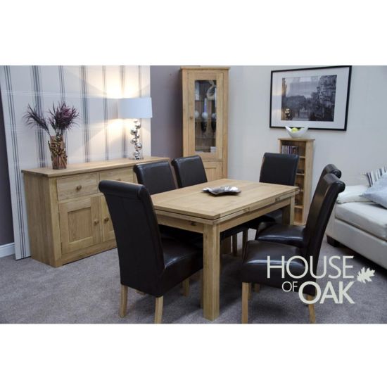 Opus Solid Oak Medium Drawer Leaf Extending Table