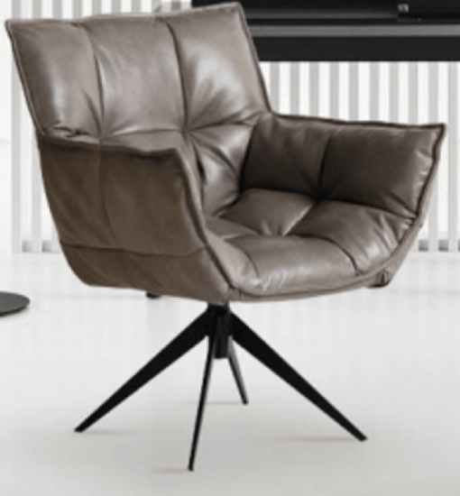 Victor Swivel Chair in Nutter Leather with Metal Legs 