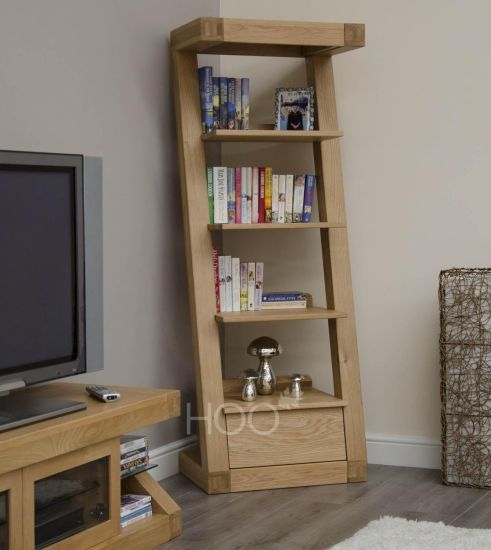 Z Oak 1 Drawer Narrow Bookcase