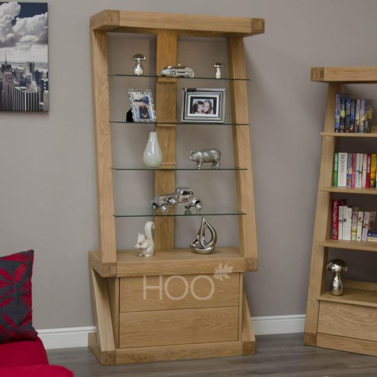 Z Oak Glass Display Unit