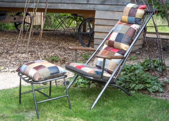 Ely Studio Chair in Mixed Patchwork and Leather ( Stool Sold Separately )