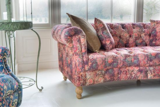 Westminster 2 Seater Sofa in Printed Coral Velvet