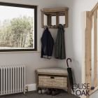 Chatsworth Oak Corner Hall Bench Top with Mirror and Coat Hooks, TOP ONLY