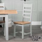 Roma Oak Ladder Back Dining Chair with Oak Seat in Grey Painted