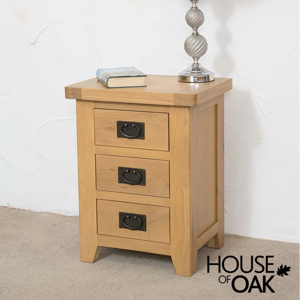 Tuscany Oak 3 Drawer Bedside Cabinet 