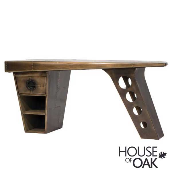 Aviator Range - Half Wing Desk in Vintage Jet Brass