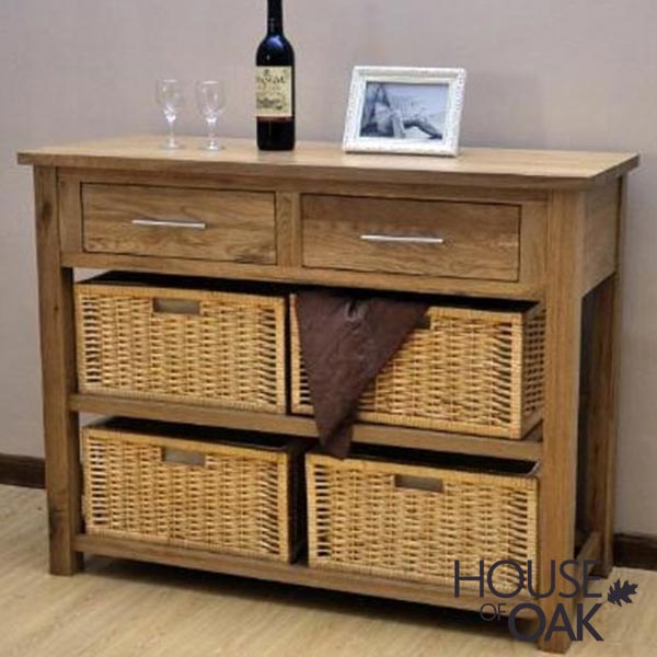 Opus Solid Oak Basket Hall Table