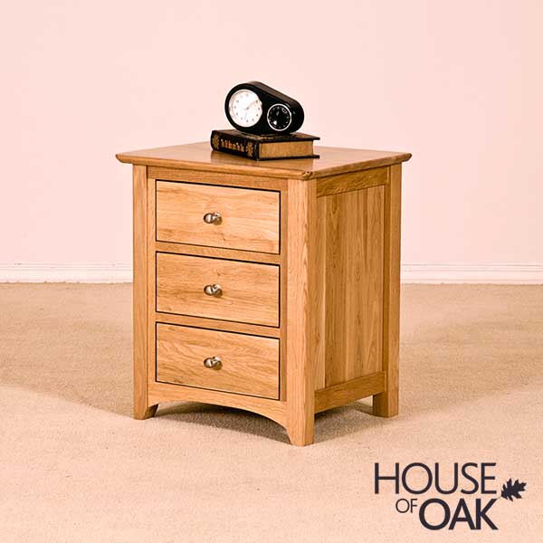 Buckingham Solid Oak 3 Drawer Bedside Cabinet