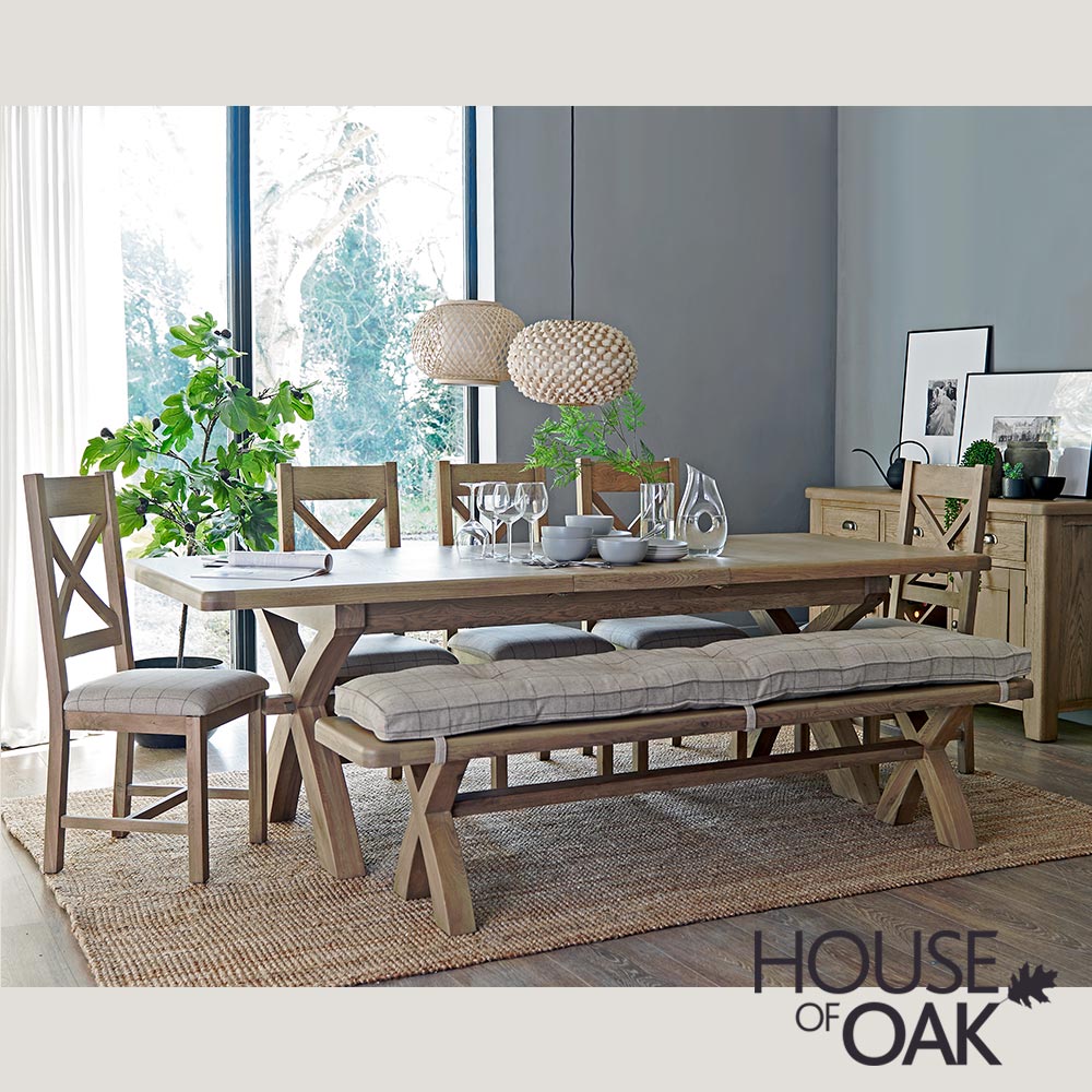 Chatsworth Oak 2 Metre Cross Leg Extending Dining Table