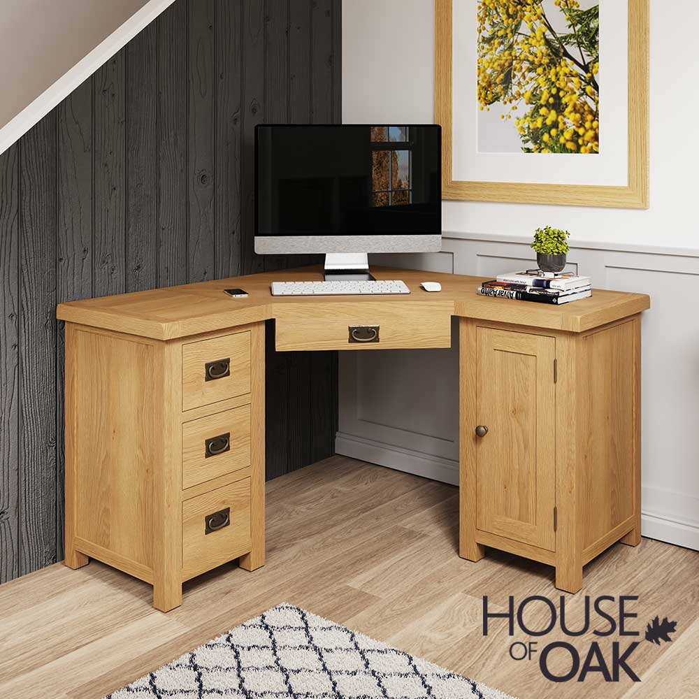 Harewood Oak Corner Computer Desk