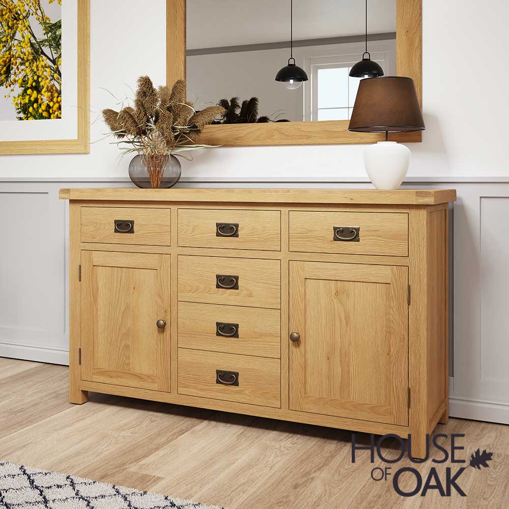 Harewood Oak 2 Door 6 Drawer Sideboard