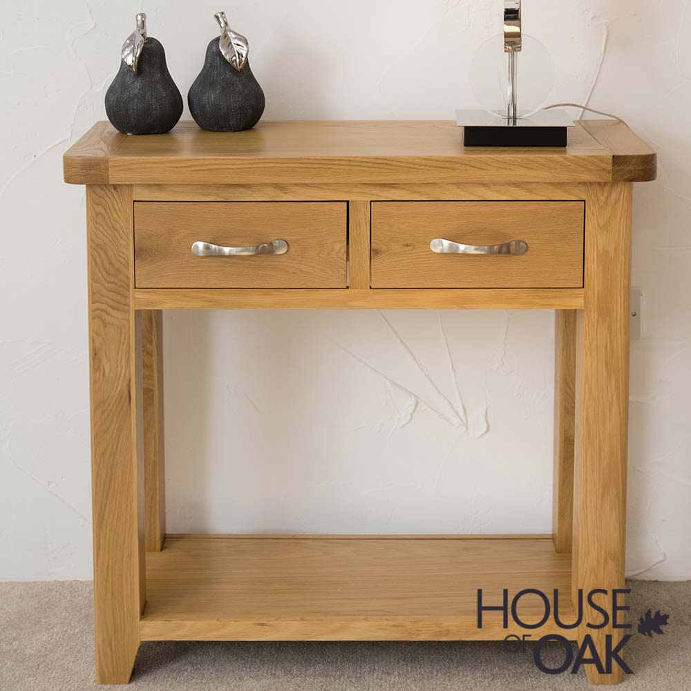 Denby Oak 2 Drawer Hall Table