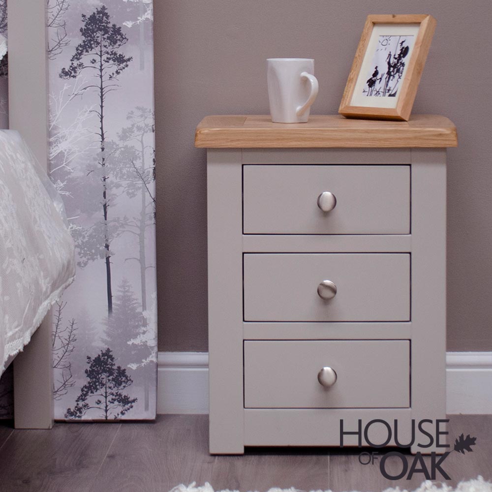 Diamond Grey 3 Drawer Bedside Cabinet