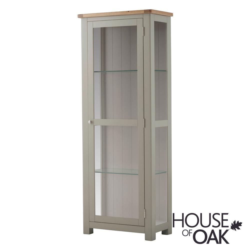 Portman Painted Glass Display Cabinet in Stone Grey